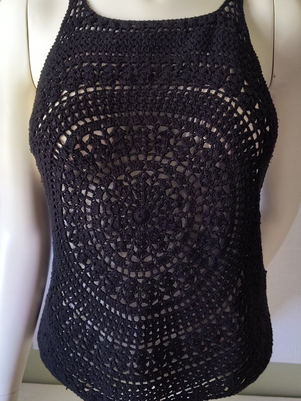 H&M Black Crochet Halter Camisole Tank